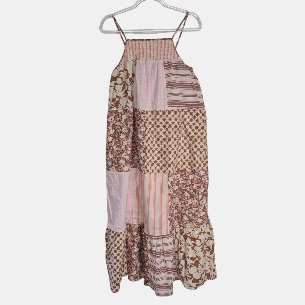 Universal Thread Size S Maxi Patchwork Dress Smocked Spaghetti Strap Cottagecore - Picture 2 of 9